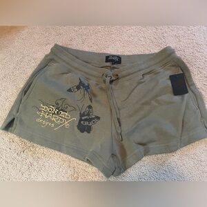 Ed Hardy Women's Green Athletic Shorts